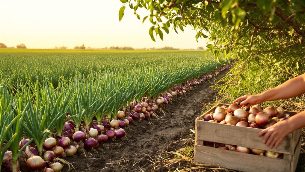 harvest onions at maturity