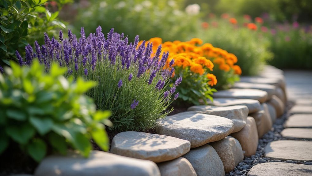 natural stone flower bed edging