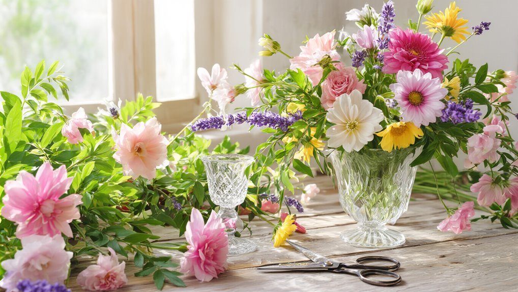 prepare flowers for arranging