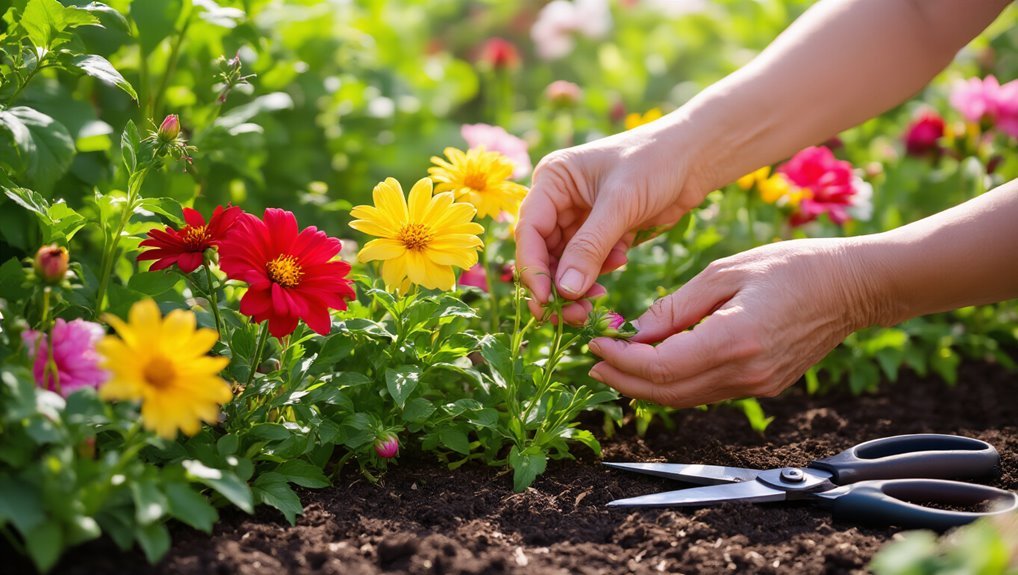 pruning and deadheading flowers