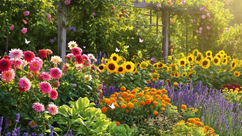 vibrant diverse flower garden