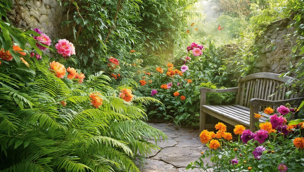 vibrant garden with blooms