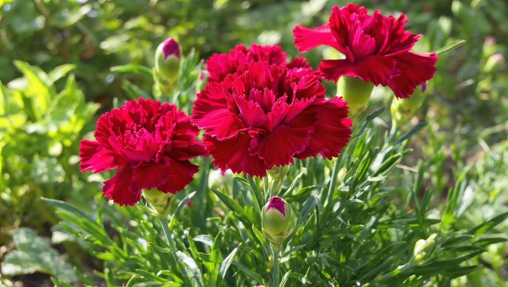 vibrant long lasting red carnations