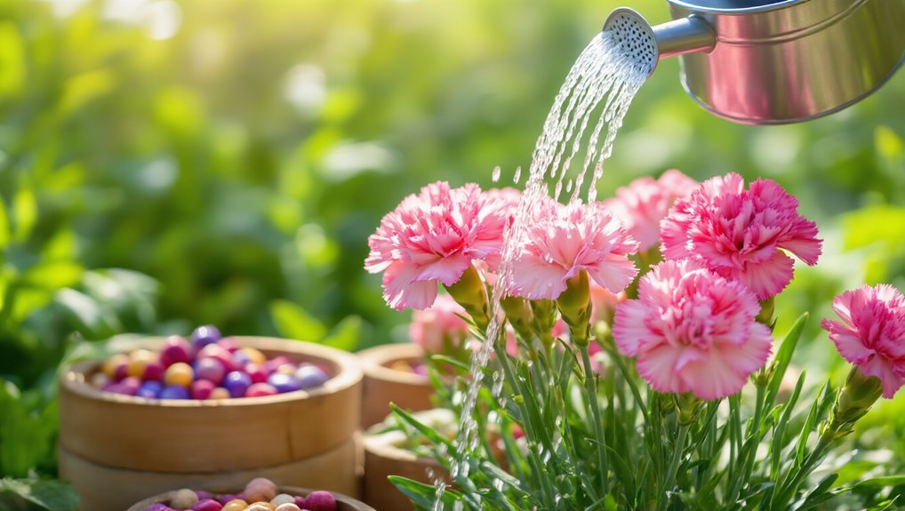 watering and fertilizing carnations