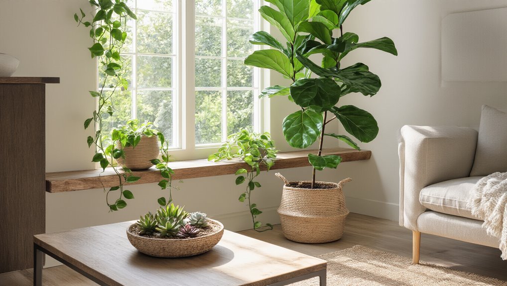 balanced indoor garden arrangement
