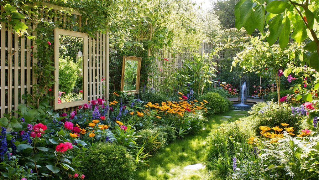 mirrors enhance garden depth