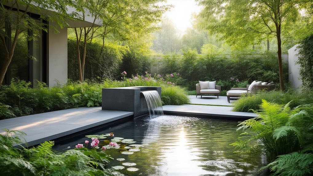 tranquil garden water features
