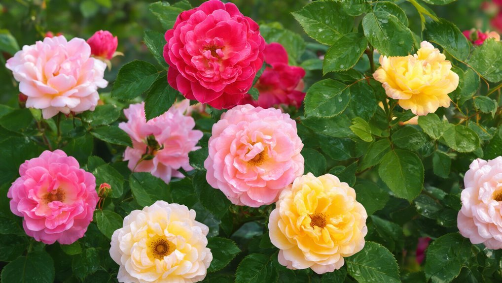 abundant colorful rose clusters