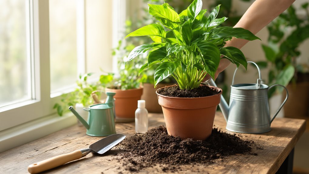 repotting houseplants for growth