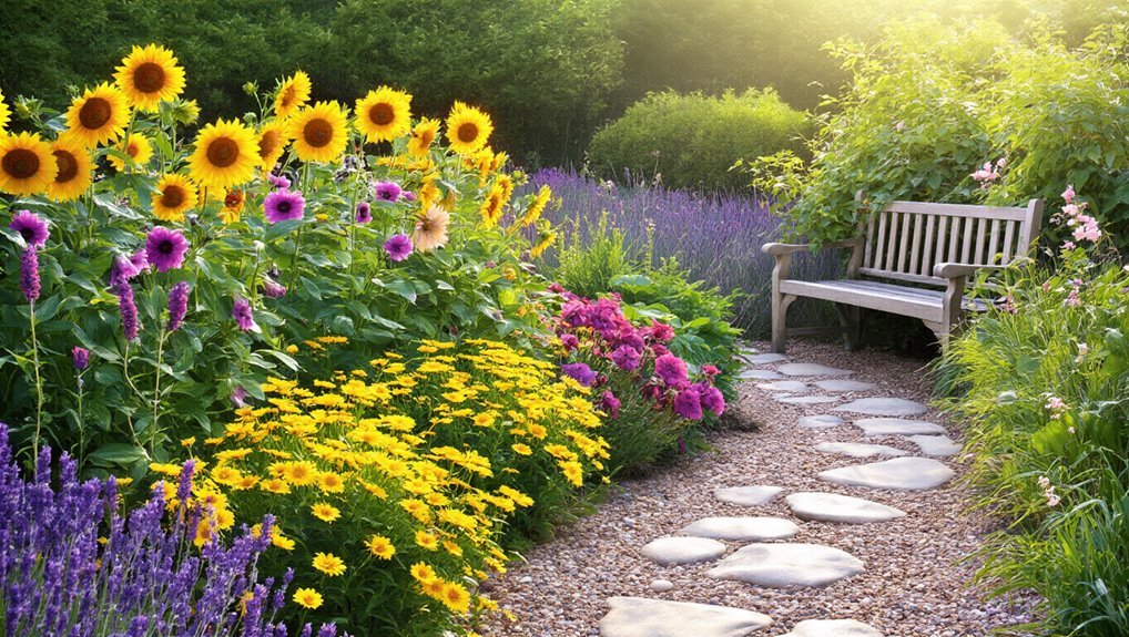 vibrant flower bed design