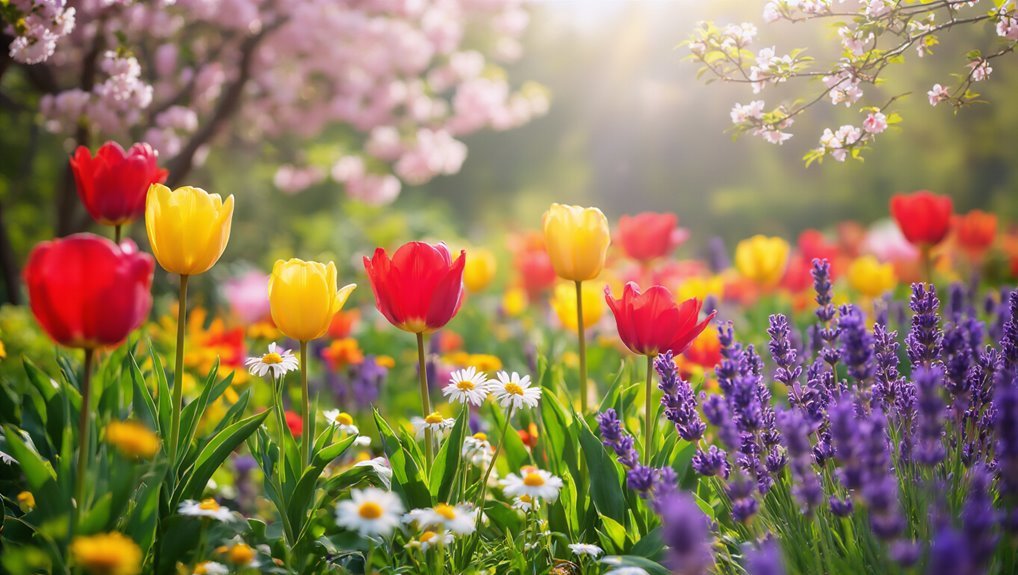 vibrant spring garden blooms