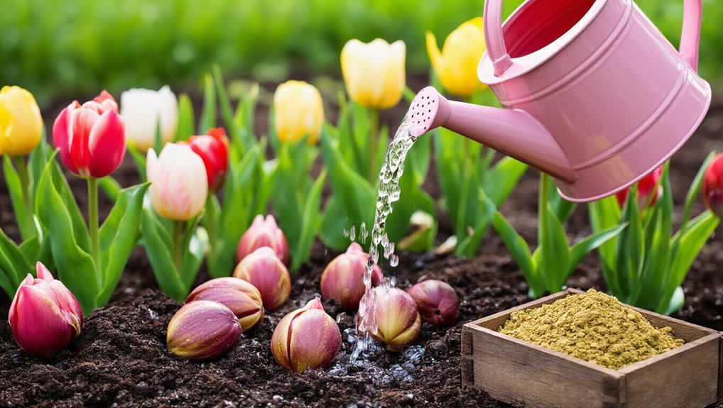 watering and fertilizing tulips