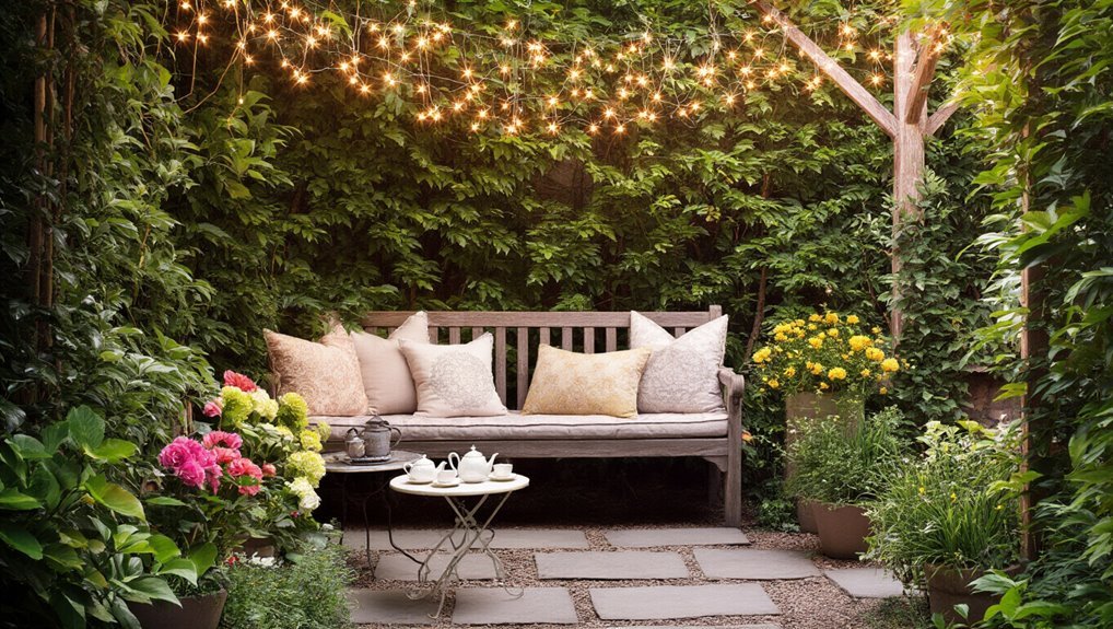 cozy backyard seating area