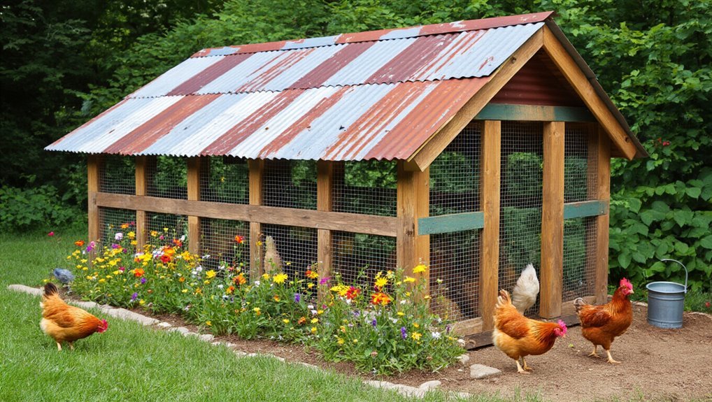 creative roofing for chickens