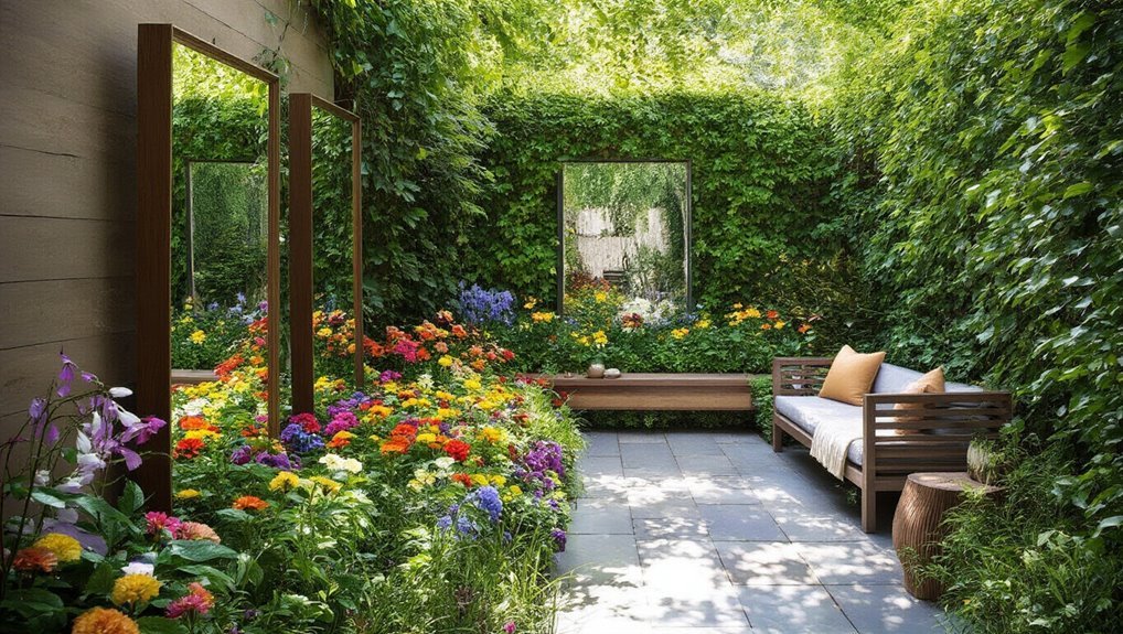 mirrors enhance backyard space