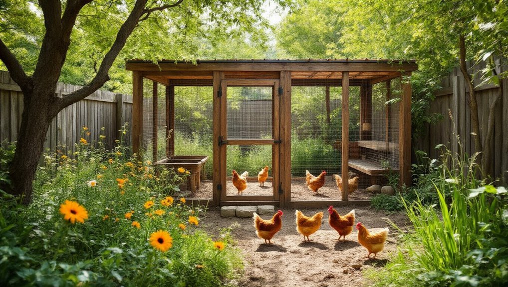 natural elements enhance chicken pen
