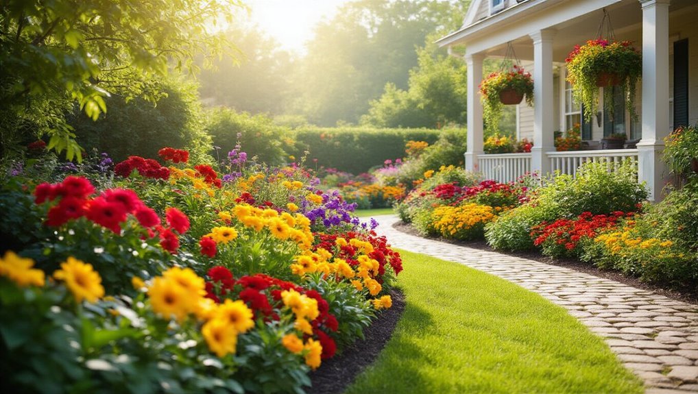 vibrant flower bed design