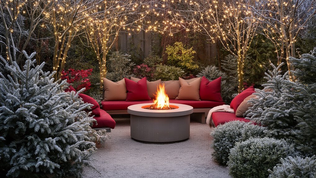 cozy winter garden fire pit