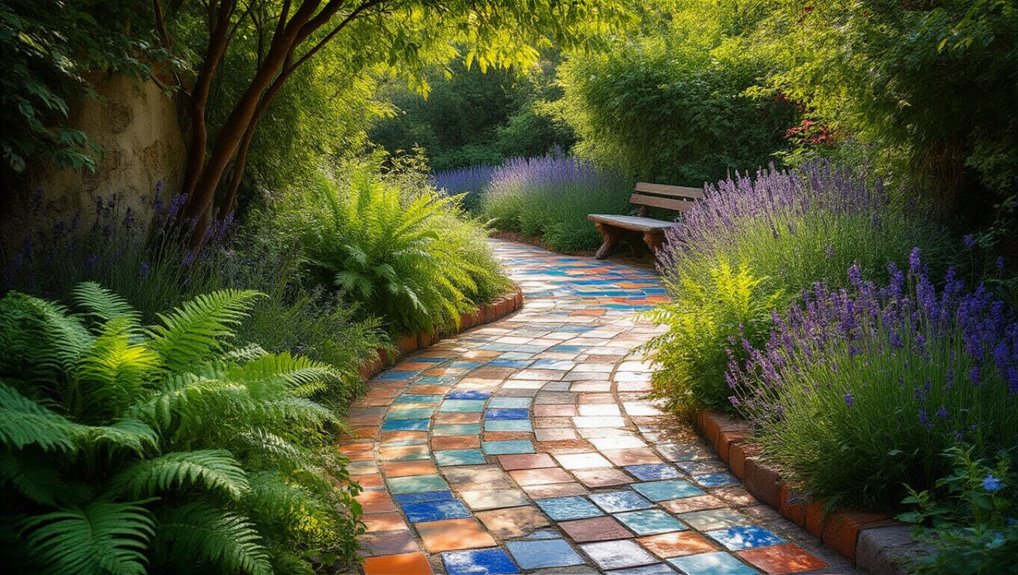 recycled tile garden path