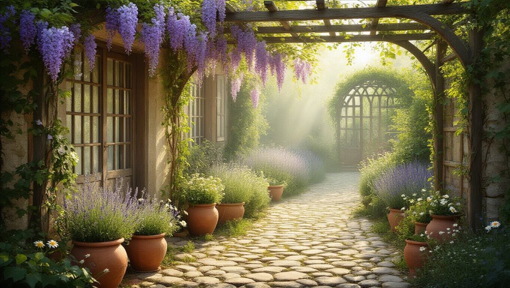 rustic trellises enhance gardens