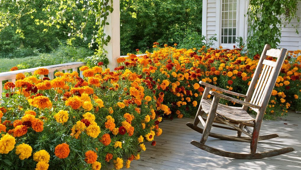 vibrant marigolds brighten porches