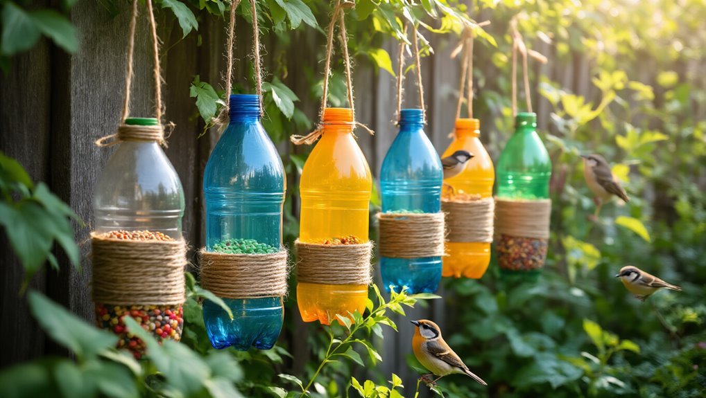 recycled bottle bird feeders