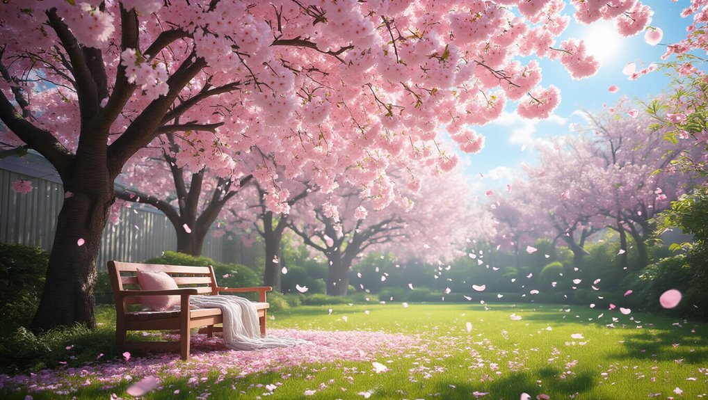 cherry blossom backyard sanctuary