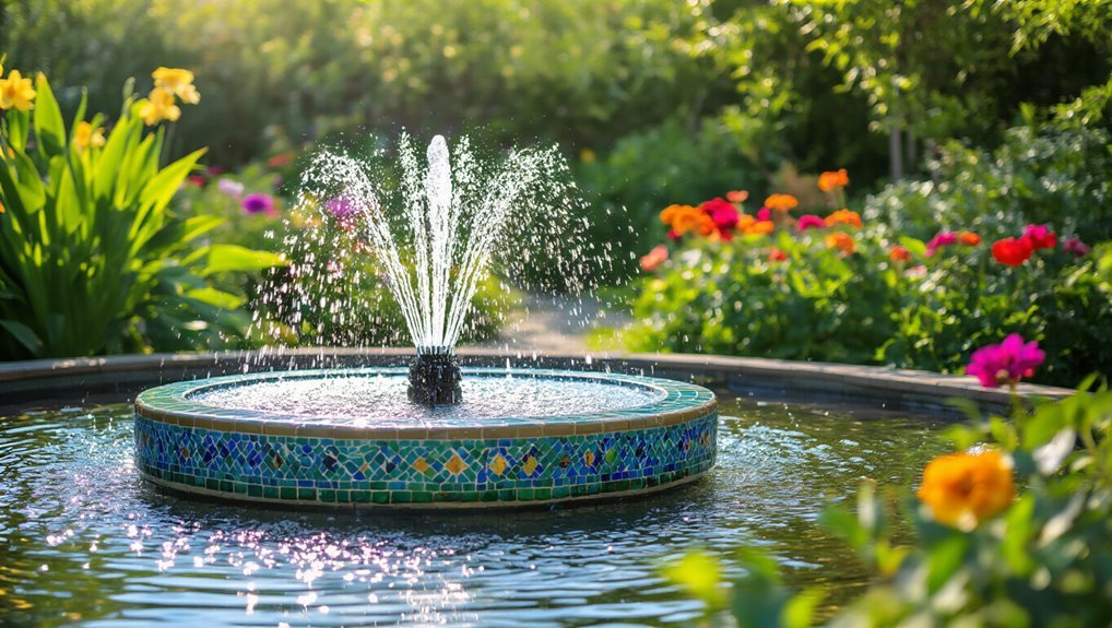 colorful solar garden fountains