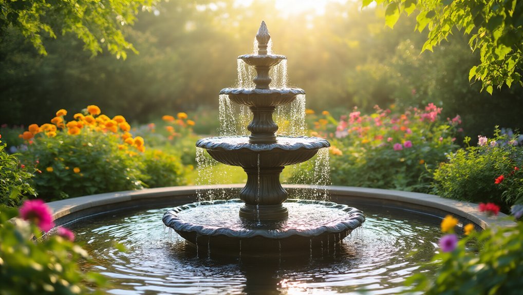 elegant solar fountain oasis