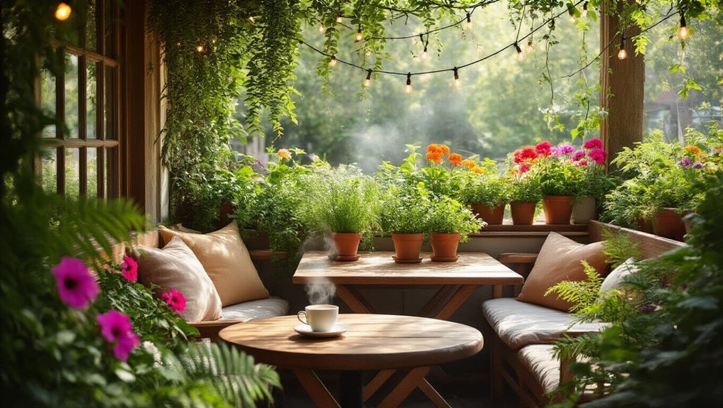 inviting garden cafe plants