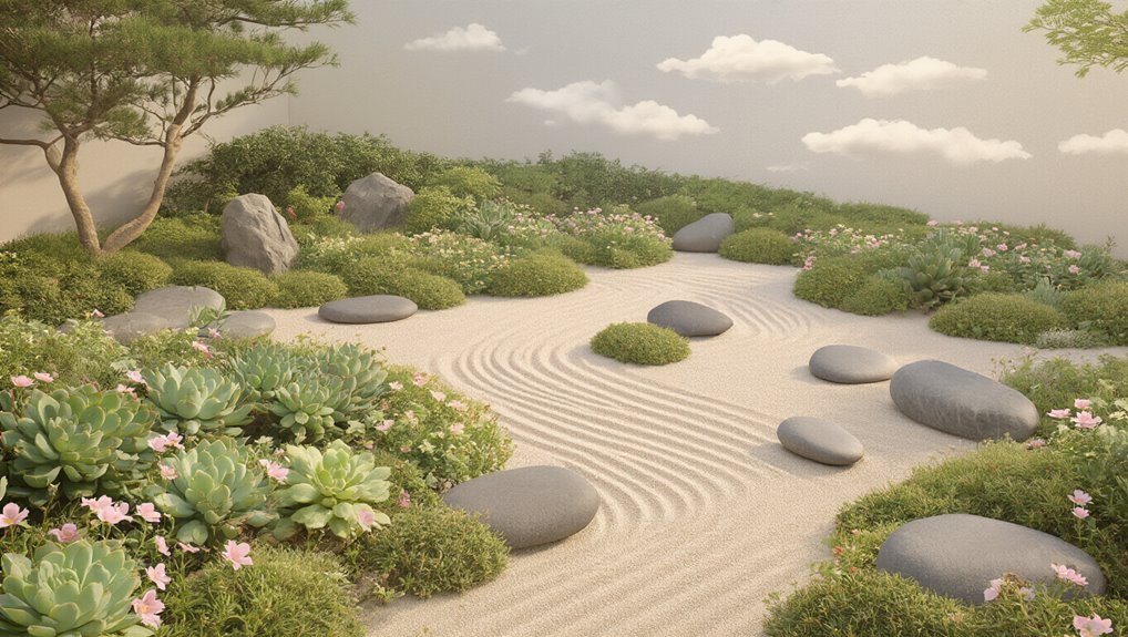 serene minimalist succulent garden