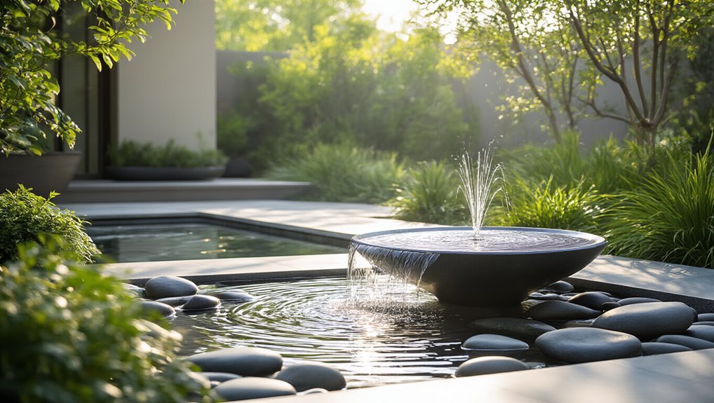 sleek solar fountain designs
